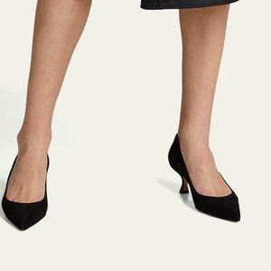 Manolo Blahnik Srila Snakeskin Kitten Heel Pump In Black